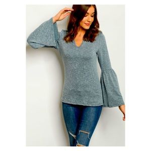 Bell Sleeve Ribbed Top